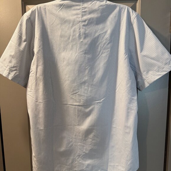 Lululemon New Venture Short-Sleeve Shirt Inline Stripe White Blue Large - Picture 5 of 8
